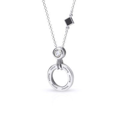 Talisa Circle Engraved Necklace with 1ct Diamond and Nano Bible [Sterling Silver]