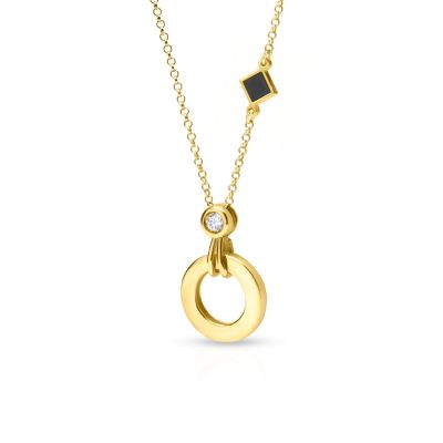 Talisa Circle Diamond Necklace with Nano Bible [18K Gold Vermeil]