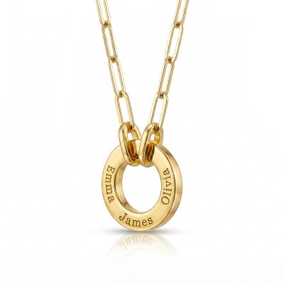 Family Circle Link Chain Name Necklace [18K Gold Plated]