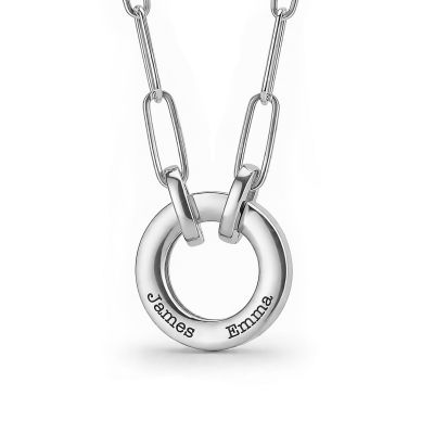 Family Circle Link Chain Name Necklace [Silver]