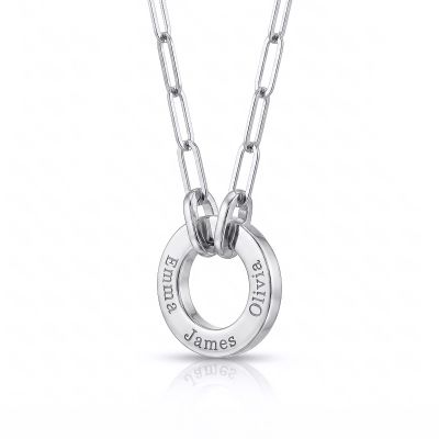 Family Circle Link Chain Name Necklace [Sterling Silver]