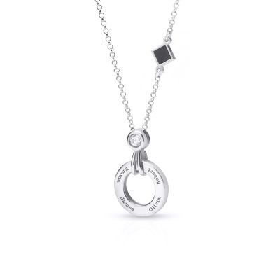Talisa Circle Engraved Diamond Necklace with Nano Bible [Sterling Silver]