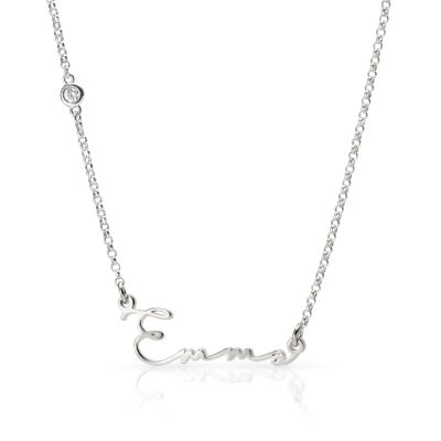Talisa Italic Name Necklace with Diamond [Sterling Silver]