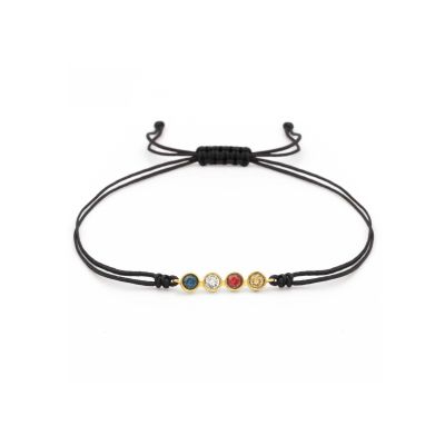 Talisa Stars Birthstone Bracelet - Black String [10K Gold]