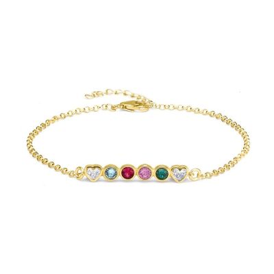 Talisa Stars Birthstone Bracelet With 2 Diamond Hearts [14K Gold]