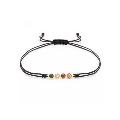 Talisa Stars Birthstone Bracelet - Black String [18K Gold Plated]