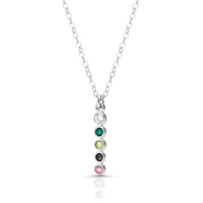 Talisa Stars Drop Birthstone Necklace With 0.10ct Diamond [Sterling Silver]