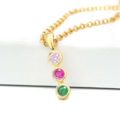 Talisa Stars Drop Birthstone Necklace [10K Gold]