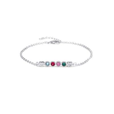 Talisa Stars Birthstone Bracelet With 2 Diamond Hearts [Sterling Silver]