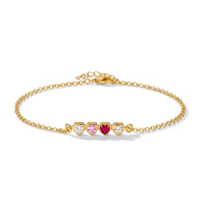 Talisa Hearts Birthstone Bracelet [18K Gold Vermeil]
