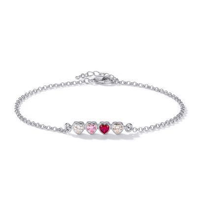Talisa Hearts Birthstone Bracelet [Sterling Silver]