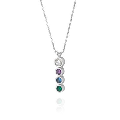 Talisa Stars Birthstone Necklace with 1ct Diamond [Sterling Silver]