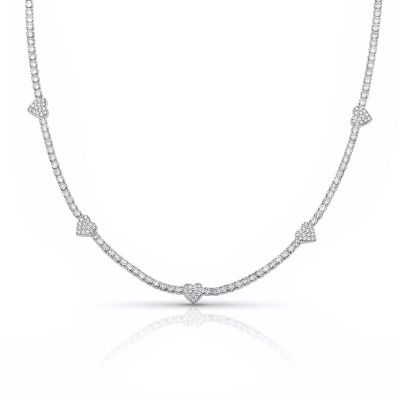 Tennis Necklace With Hearts [Sterling Silver]