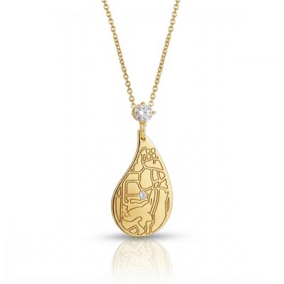 Threads Of Life Engraved Map Necklace with 1ct Diamond [18K Gold Vermeil]