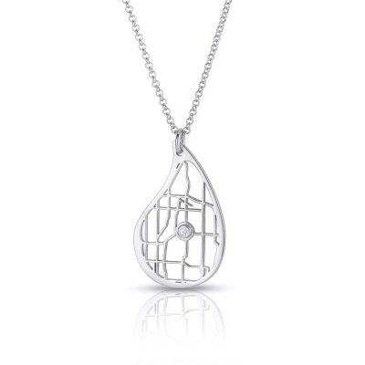 Threads Of Life Delicate Map Necklace [14 Karat White Gold]