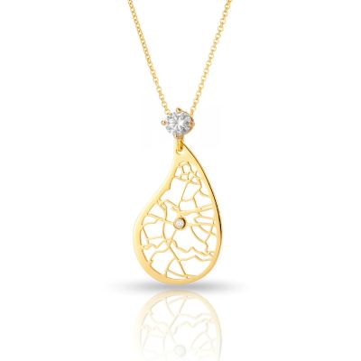 Threads Of Life Map Necklace With 1 Ct Diamond [18K Gold Plated]