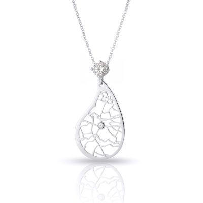 Threads Of Life Map Necklace With 1 Ct Diamond [Sterling Silver]