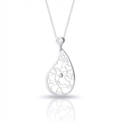 Threads Of Life Map Necklace with Heart Diamond [Sterling Silver]