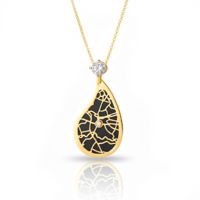 Threads Of Life Silhouette Map Necklace With 1 Ct Diamond [18K Gold Vermeil]