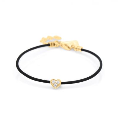 Ties of Heart Crystal Bracelet - Black Cord [18K Gold Vermeil]