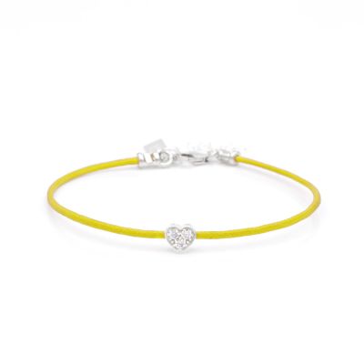 Ties of Heart Crystal Bracelet - Yellow Cord [Sterling Silver]