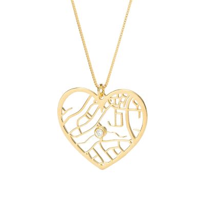 Ties of Heart Map Necklace [18K Gold Plated]