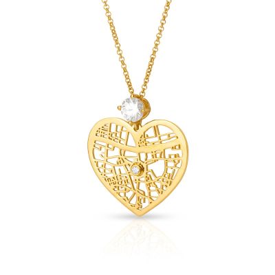 Ties of Heart Map Necklace With 1 Ct Diamond [18K Gold Vermeil]