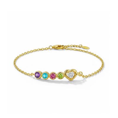Ties of the Heart Birthstone Bracelet with Diamond [18K Gold Plated]