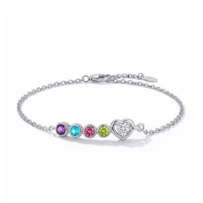 Ties of the Heart Birthstone Bracelet with Diamond [Silver]