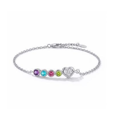 Ties of the Heart Birthstone Bracelet with Diamond [Sterling Silver]