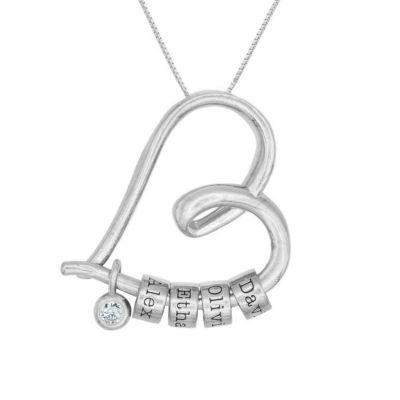 Collar Personalizado Lazos de Corazón con una Moissanita [Plata de Ley]
