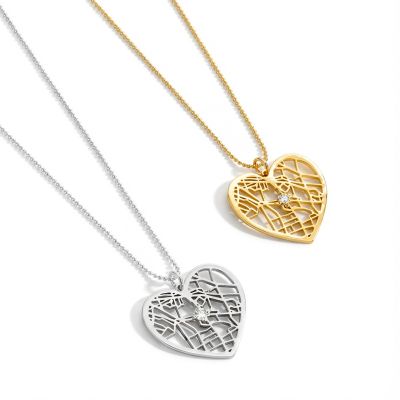 Ties of Heart Map Necklace [18K Gold Vermeil]