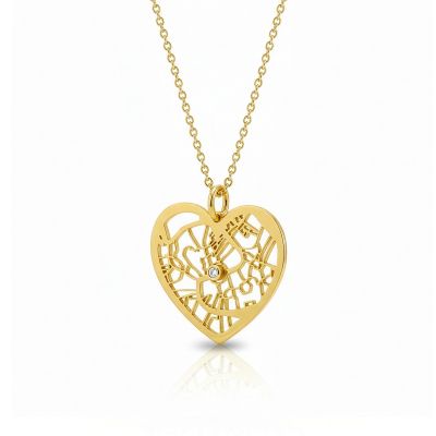 Collier Liens du Cœur Carte Délicate - Vermeil 18ct