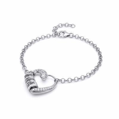 Ties of the Heart Name Bracelet with Diamonds [Sterling Silver]