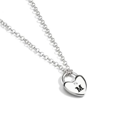 Ties Of The Heart Initials Diamond Necklace [Sterling Silver]