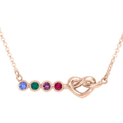 Collar de Piedras de Nacimiento Lazos de Corazón [Baño de Oro Rosa 18 ct]