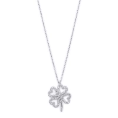 Timeless Clover Pavé Necklace [Sterling Silver]