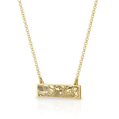 Timeless Spot Engraved Map Necklace [14 Karat Gold]