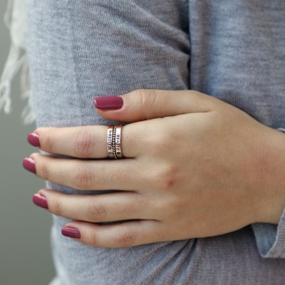 Name and Birthstone Rings Stack [Rose Gold Plated]