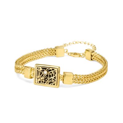 Treasured Spot Map Silhouette Bracelet with Braided Chain [18K Gold Plated]