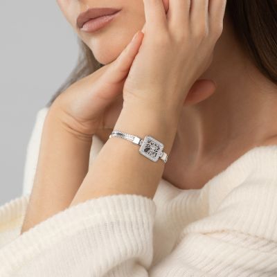 Treasured Spot Map Bracelet with Diamonds [Sterling Silver]