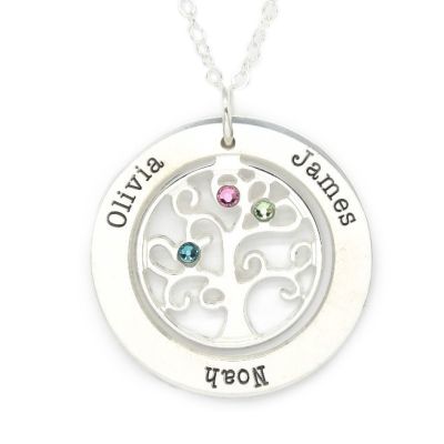 Collana Albero della Vita con Nome e Pietra di Nascita [Argento 925]