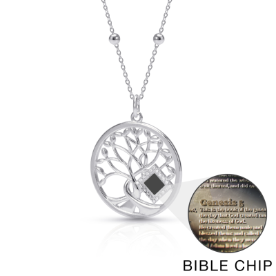 Baum des Lebens Halskette mit Nano Bibel [Sterlingsilber]