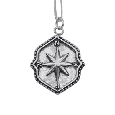 Collier Boussole Vrai Nord avec Prénoms [Maille Trombone / Argent 925]