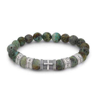 Bracelet Turquoise Prénom avec Croix pour Homme