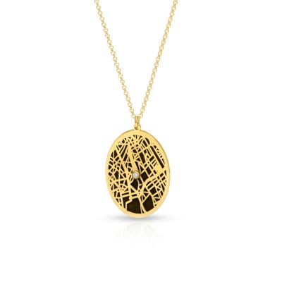 Map of My Memories Silhouette Vertical Necklace [18K Gold Vermeil]