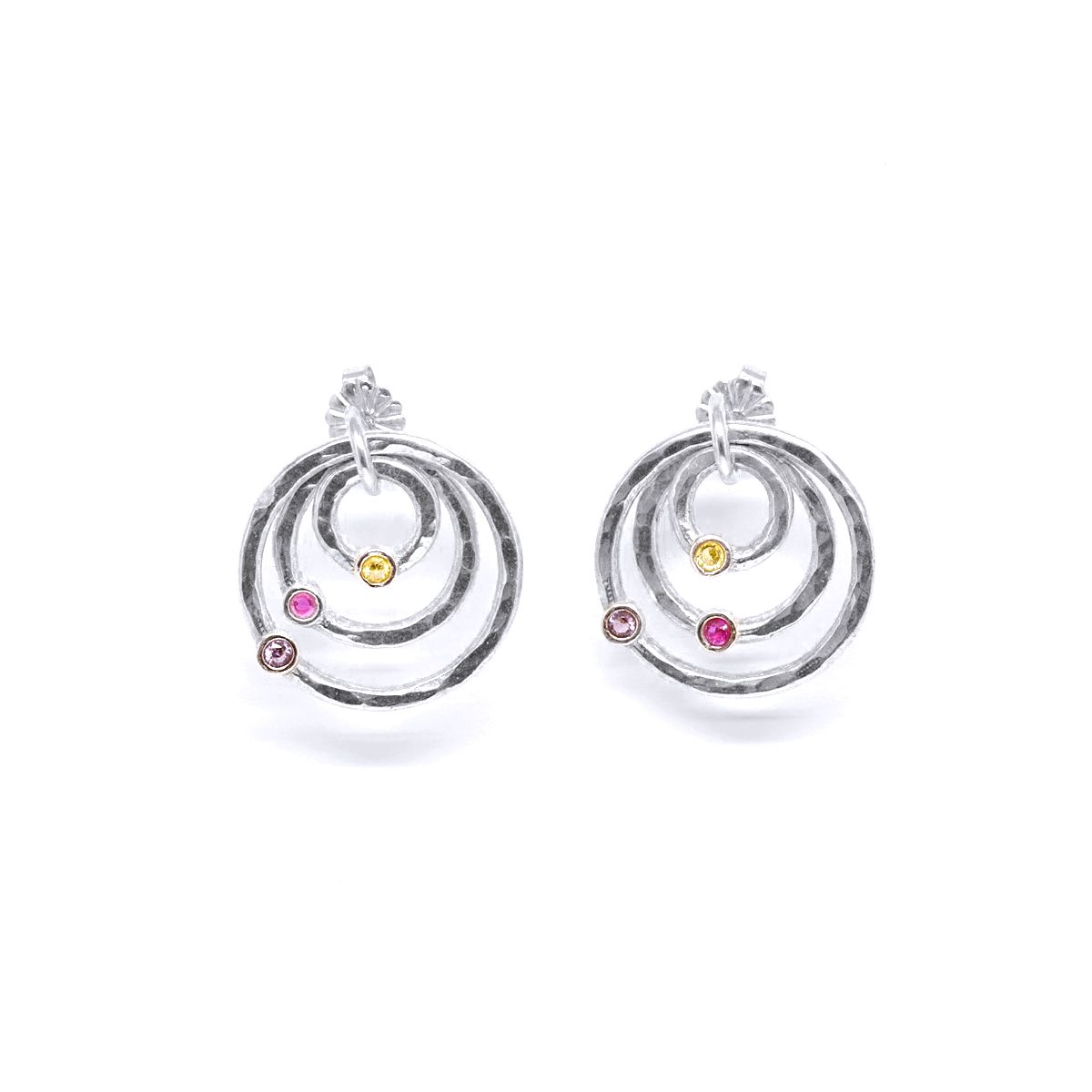 Spheres of Love Earrings. Hammered [Sterling Silver]