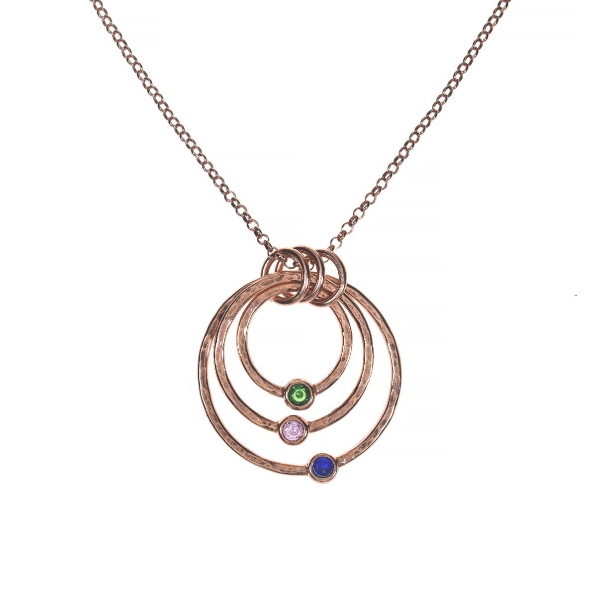Spheres of Love Birthstone Necklace [Hammered - Rose Gold Plated]