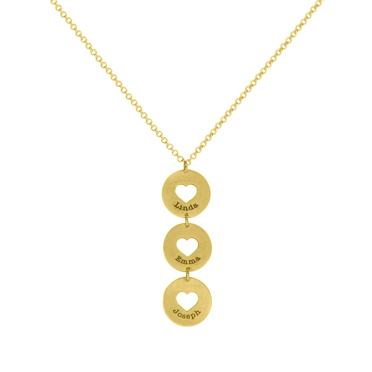 Collier Coeurs Ouverts avec Noms [Plaqué Or 18ct]
