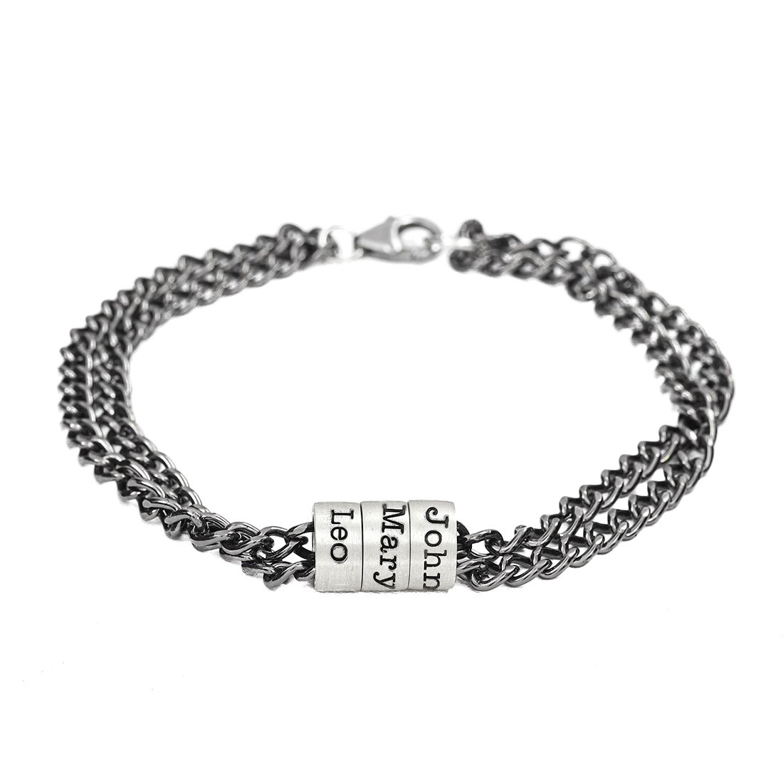 Herren-Panzerarmband mit Ringen aus Silber